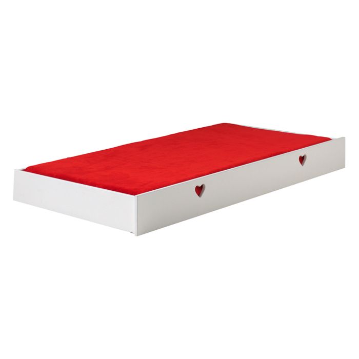 Tiroir-lit en MDF vernis blanc de la collection Amori. Prévu pour un matelas 90x200cm. Tiroir-lit en MDF vernis blanc de la collection Amori. Prévu pour un matelas 90x200cm.