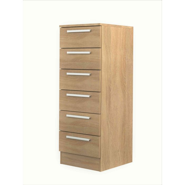 Chiffonnier 6 tiroirs en bois imitation chêne - CF9059 - Bois naturel - Terre de Nuit