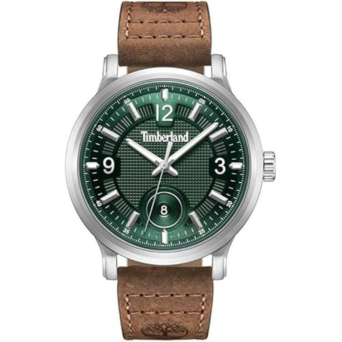 Montre - TIMBERLAND - Driscoll - Cadran Vert - Bracelet Cuir Marron - Étanchéité 5 ATM