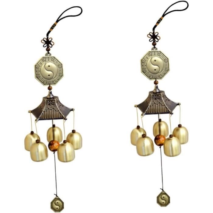 Carillons éoliens Feng Shui Bronze - Lot De 2 Carillons Chinois Pour Jardin, Balcon Décoration | Fayemint