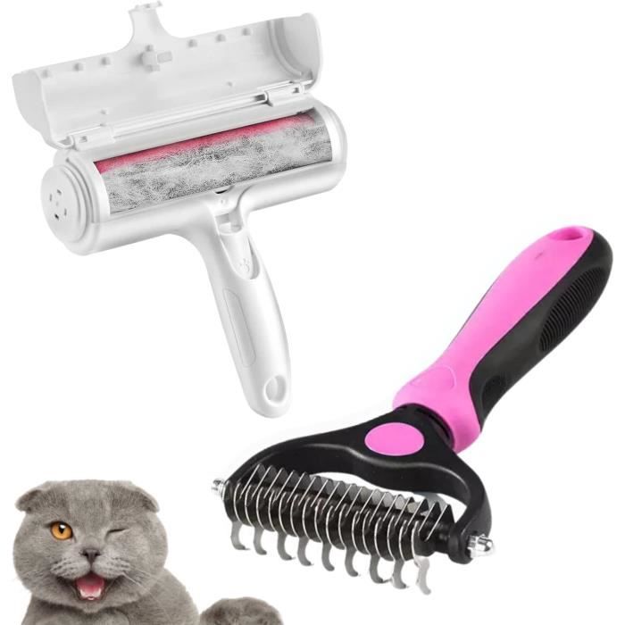 Lot De 2 Brosses Pour Chien Et Chat - Pour Poils Longs Et Courts - Système Autonettoyant Et Effet Massant