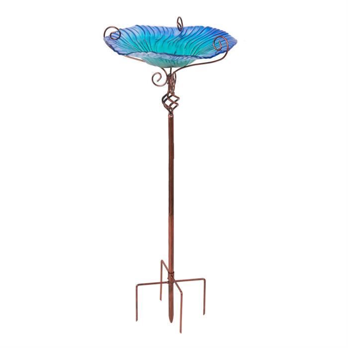 Meilleurs prix pour UNHO Abreuvoir Oiseaux Extérieur sur Pied Mangeoire Oiseaux en Verre Trempé 31x31x79cm