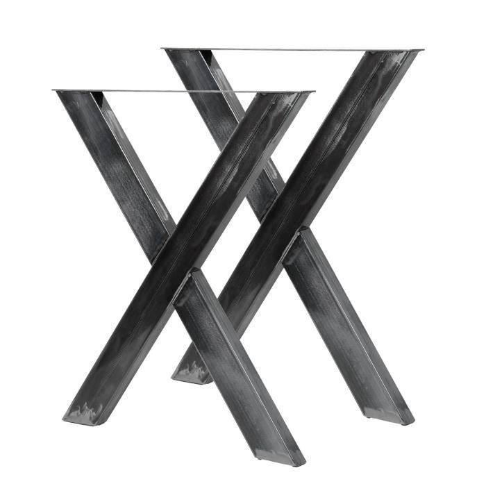 pieds de table en forme x 72x60 cm finition acier vernis piètement meuble