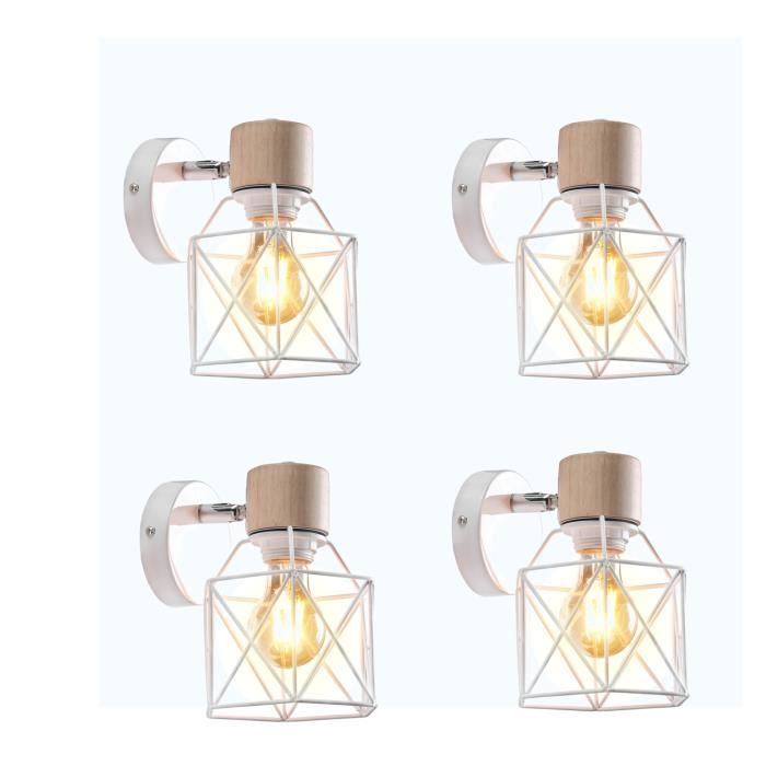 UNI Applique Mural Industrielle 4PCS Eclairage Mural Vintage en Métal E27 Lampe de Mur Luminaire Intérieur Industrielle - Blanc