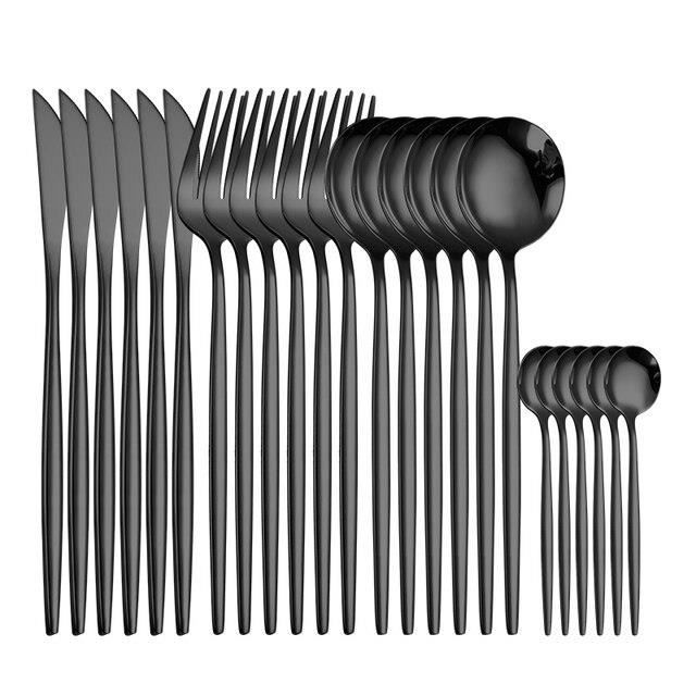 Service De Couverts Inox 40 Pièces - Pour 10 Personnes - Couteaux, Fourchettes, Cuillères - Design Classique