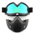 Masque Lunettes de Mote Casque Visage Protection Moto Ski Bicyclette Moteur Bleu-1
