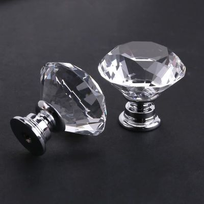 Lot De 8 Boutons De Porte/Tiroir En Verre Cristal – 40 Mm – Pour Meubles – Quincaillerie Déco
