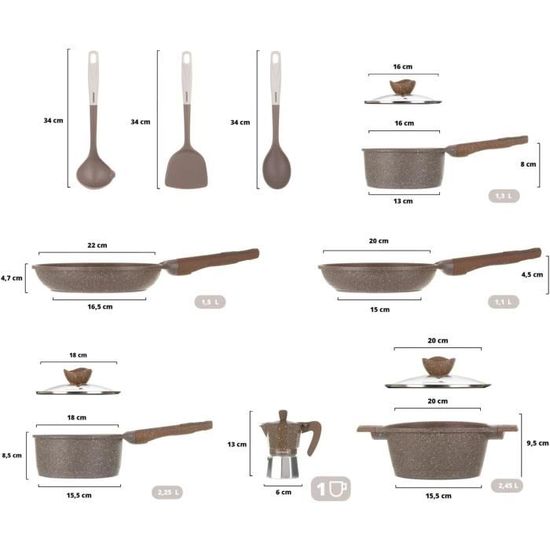 KASANOVA Lot De 6 Casseroles, Revêteent Antiadhésif Sauteuse, Poêles