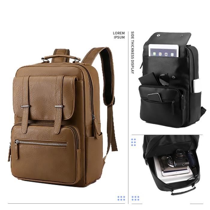 Sac Dos Femme Homme Simili Cuir Imperm able Grande Capacit