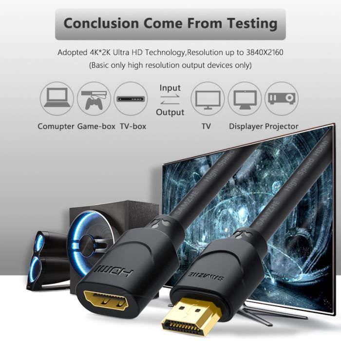Ototon® 15M Câble HDMI 4K 60Hz Coudé 90 Degrés Cordon HDMI Ultra HD High  Speed 18Gbps par Ethernet Supporte HDR 3D Arc - 15M