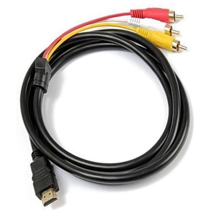 HDMI vers RCA câble 1.5 m HDMI mâle vers 3RCA vidéo Audio AV Component  câble Adaptateur convertisseur pour HDTV DVD de PC et la Plup - Cdiscount  Informatique