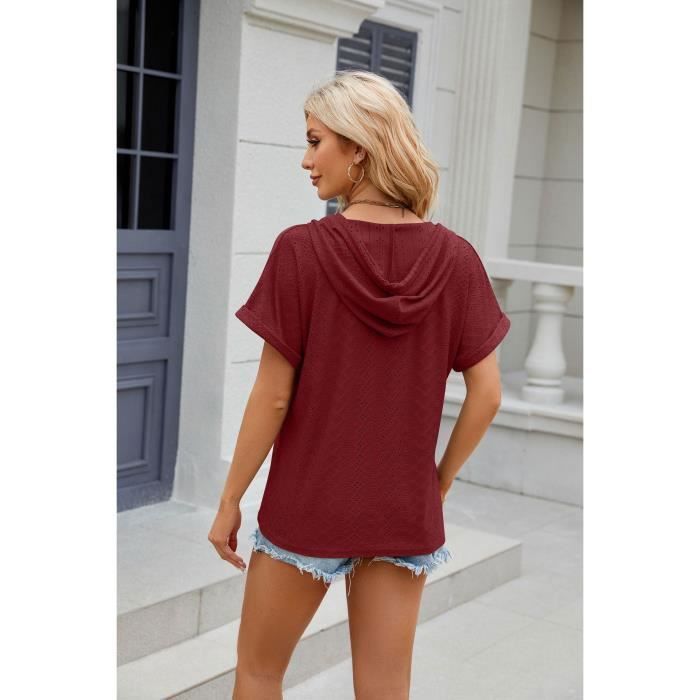 T-shirt Manches Courtes Côtelé Blanc Femme