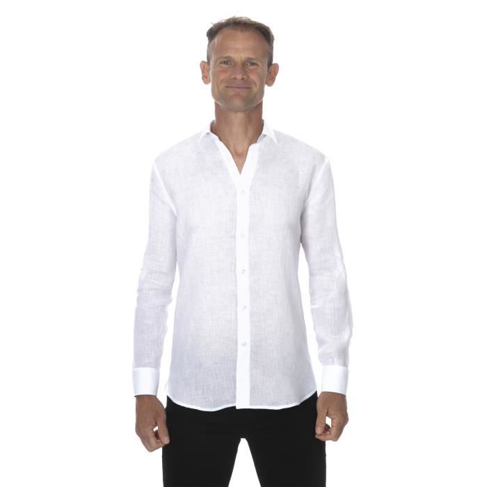Chemise blanche en lin hotsell homme
