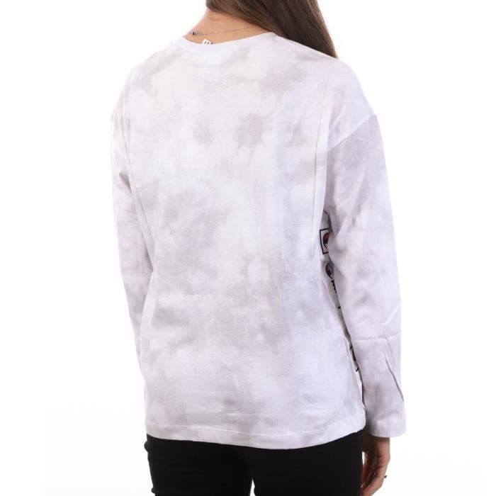 T shirt Femme CHAMPION Manches Longues Gris Blanc Effet delave Grey Cdiscount Pret a Porter