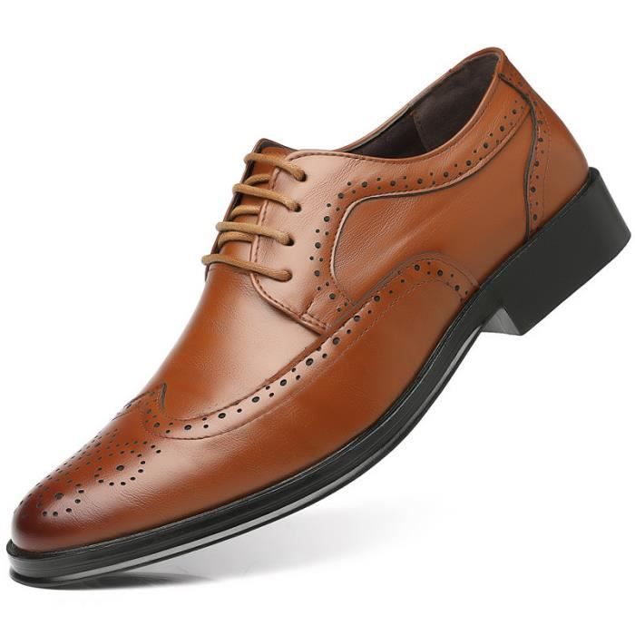 Chaussures en cuir pour homme AY Marron Faites a la main Brun Cdiscount Chaussures