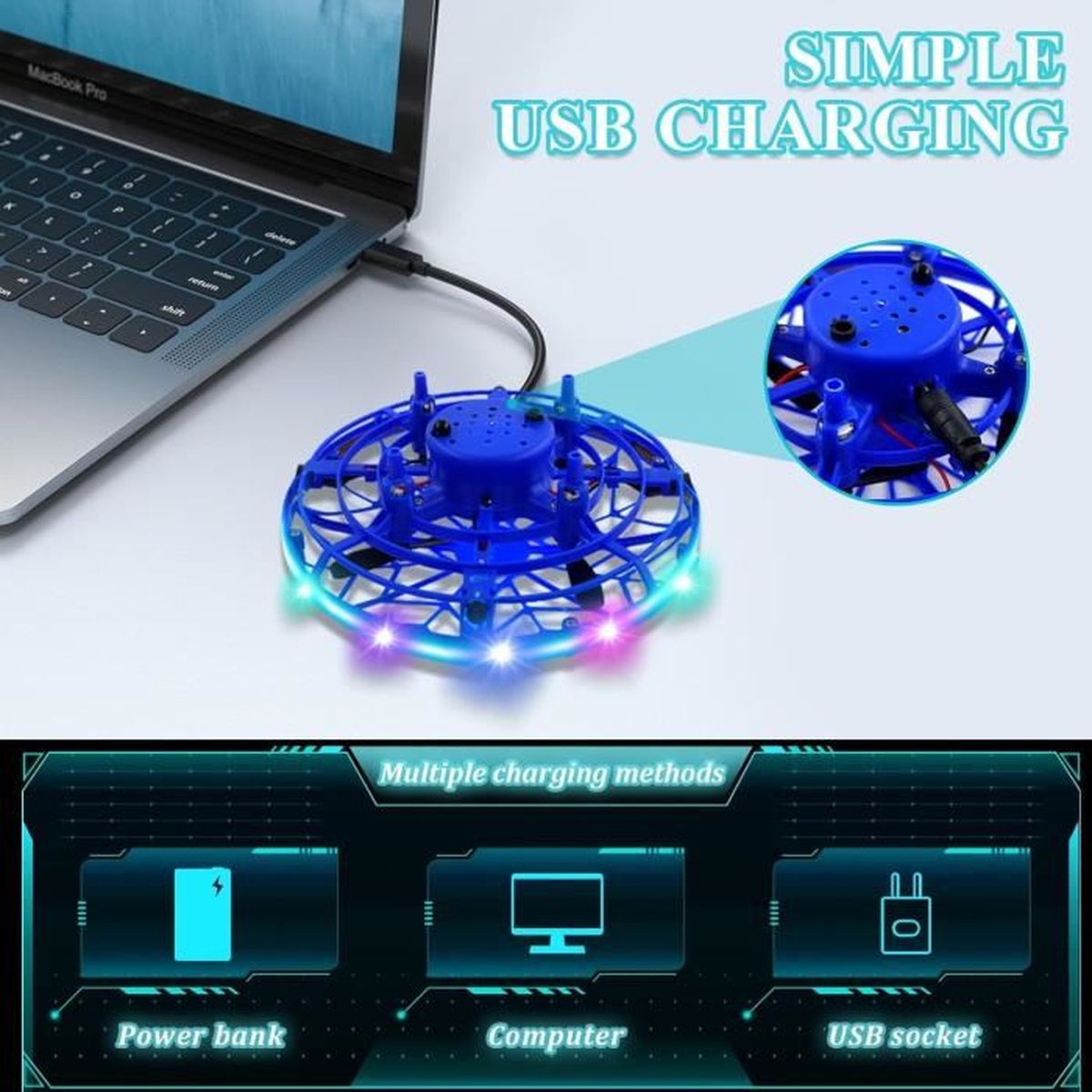 SHAR Flying Spinner magique boule volante lumineuse Mini Drone