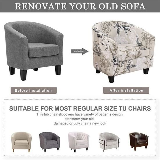 Housse De Fauteuil Tonnes En Velours Doux Gris - Extensible Antidérapante 1 Pièce