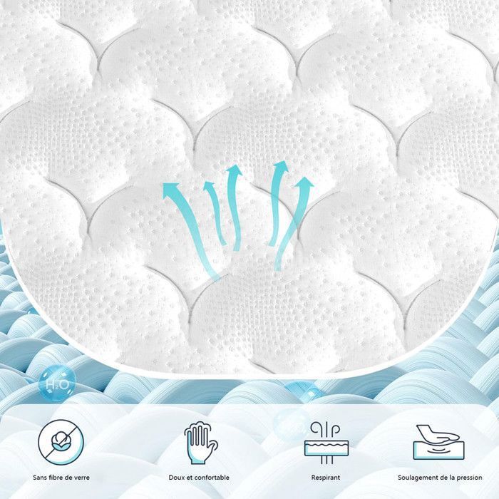 DUÉRMETE ONLINE Matelas Viscoélastique Pocket Visco Réversible (Face Hiver-été) Fermeté Moyenne-Haute, épaisseur 25 Cm, Anti-acariens, Anti-bactéries Et Hypoallergénique, 90 X 190 Cm