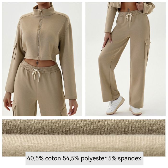 Survêtement Femme Polaire Ensemble Jogging Femme 2 Pièces - Veste Capuche Zippée Et Pantalon - Polaire Doublée Fourrure - Hiver Ensemble Sport Polaire