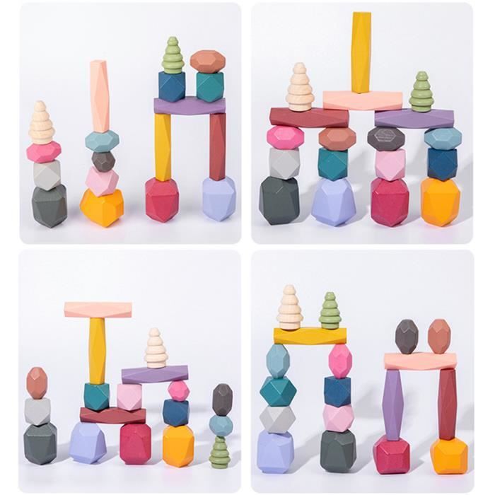 Battle Tower Jeu D'Équilibre Tetris HOTUT - 16 Pièces Empilables - Jouet Montessori - Développe Concentration - Cadeau Enfant Éducatif Jeu éducatif Montessori