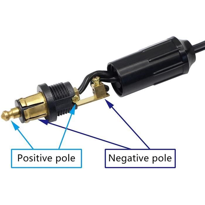 CERRXIAN Câble Allume-Cigare Vers Prise DIN Hella 3m - Charge Moto Avec Fusible 10A