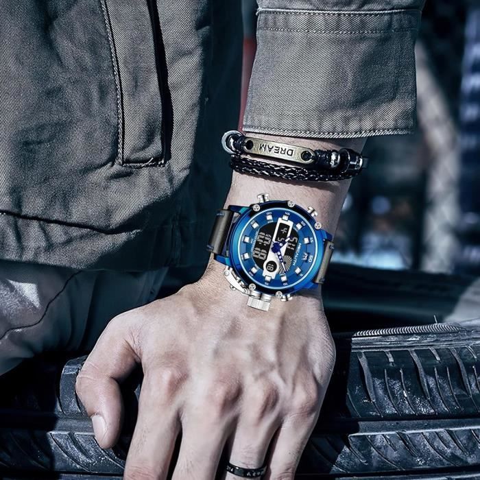 Montre Homme Militaire Luxe Quartz Étanché 3 Bar – Chronographe Cuir, Date, Multifonction Style Sport & Élégant