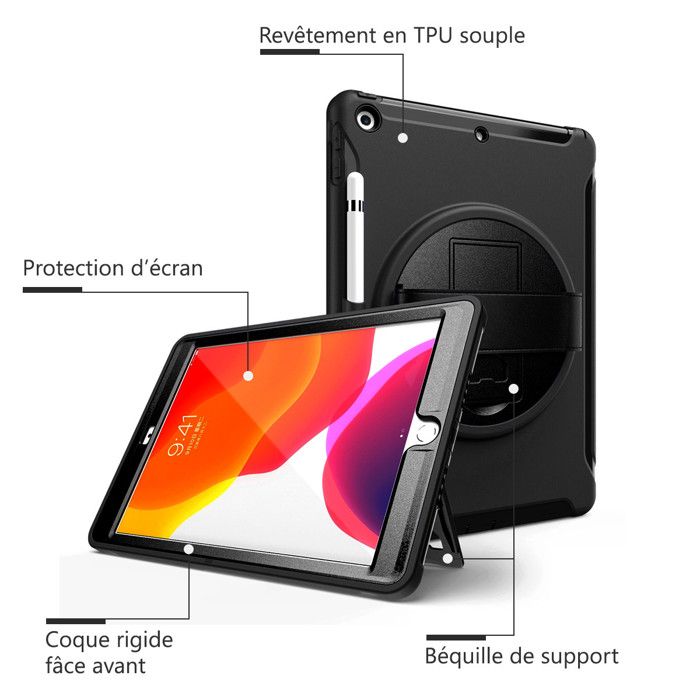 Coque Protection Intégrale Support (Noir) pour Tablette Apple iPad 9 10.2  (2021) - Cdiscount Informatique
