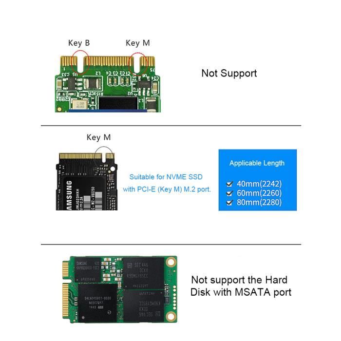 Adaptateur M.2 NVME vers USB 3.0 M2 NGFF PCIE Carte adaptateur SSD Boîtier  de disque dur portable Plug & Play