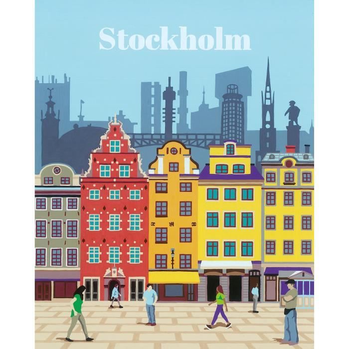 Peinture Par Numéros Adulte – Tableau Stockholm 24x30 Cm – Kit Complet Avec Peintures Et Pinceaux