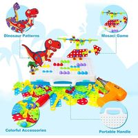 TONZE Puzzle Mosaïque Dinosaure 201 Pièces – Perceuse, Vis, 3D, Dès 3 Ans