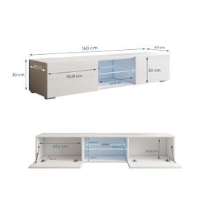 Meuble TV Mural Avec éclairage LED - 60x35x15,5 Cm - En Bois, Tiroir Inclus - Design Moderne Pour Salon/chambre