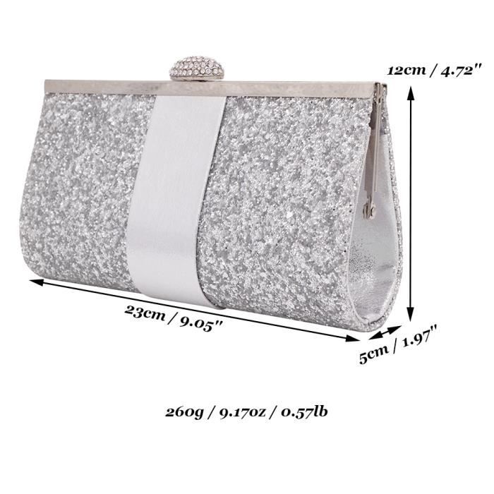 Pochette Sac à Main à Paillettes Argenté Style Porte-monnaie pour