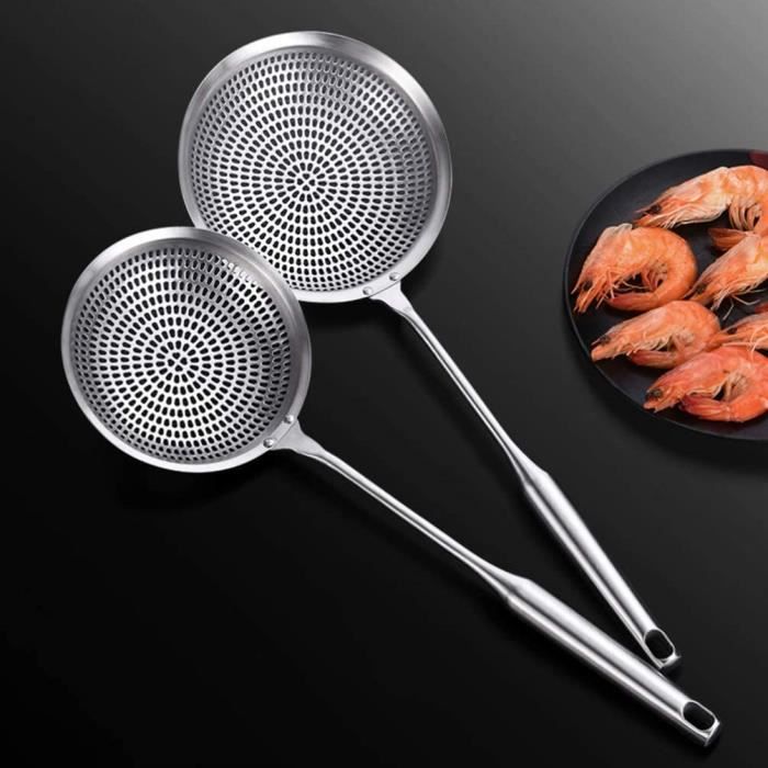 Lot De 2 écumoires En Inox - 16 Cm Et 12 Cm - Passoire Fine Et Araignée - Pour Friture, Pâtes, Filtration