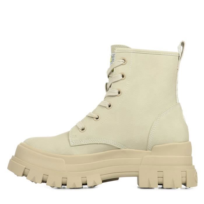 Boots Femme Buffalo Aspha RLD Talon Compensé 5cm Beige