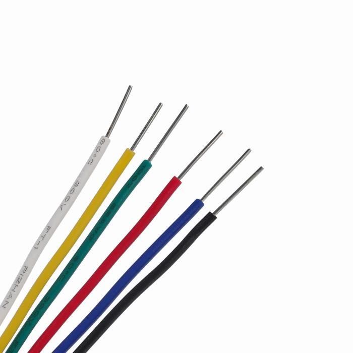 Bobine De Fil Toronné Silicone 24 AWG - 6 Couleurs - 5 Pieds (1,5m) - Pour Câblage électronique