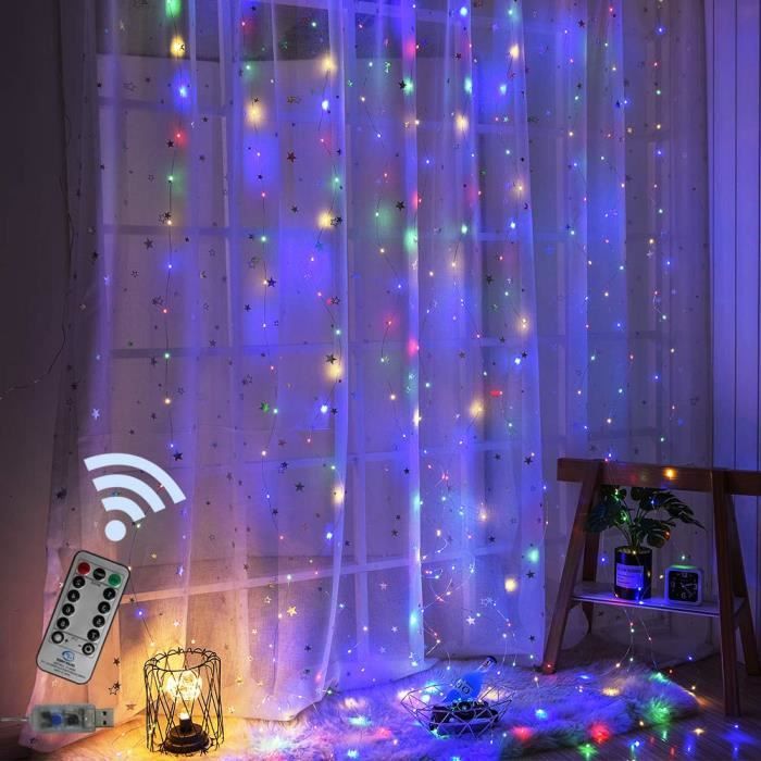 Étoiles colorées 3M USB Guirlande lumineuse LED en forme d'étoile, boule à  bulles, rideau de chambre à coucher, décoration féerique mignonne,  Gypsophila pour balcon extérieur