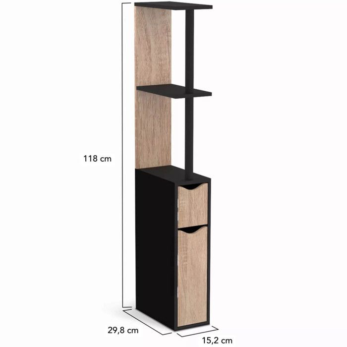 Meuble Dessus Machine à Laver WALLIS Avec Placard - Plan De Travail, Rangement, Dimensions 65x60x180 Cm