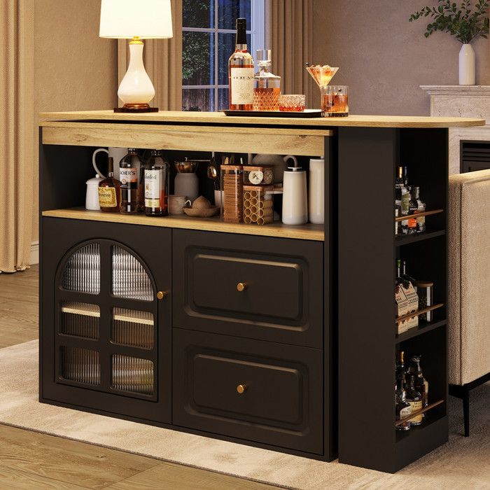 Table de bar extensible avec espace de rangement, table de bistrot avec ...