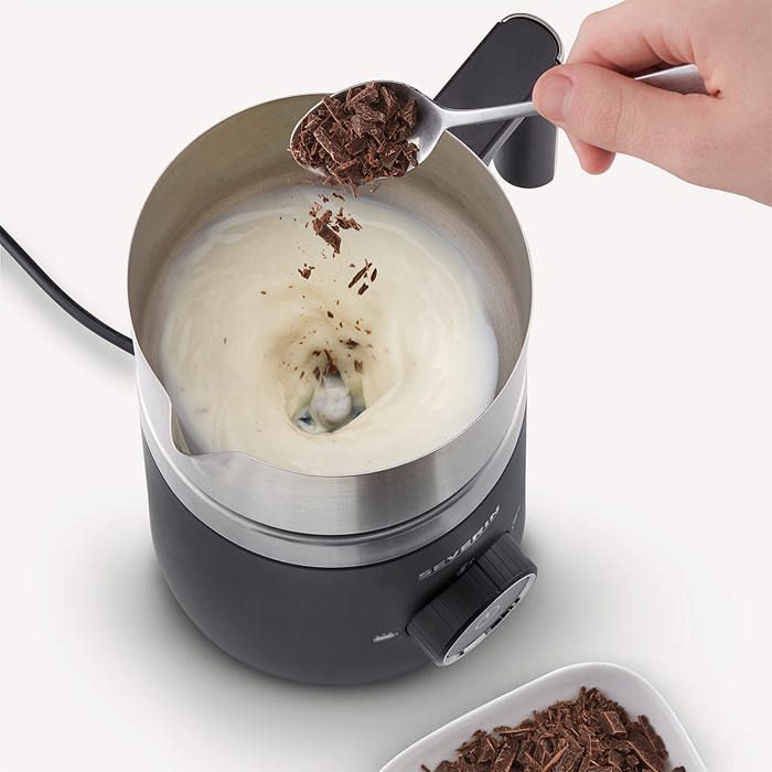 Émulsionneur De Lait SEVERIN 550 W - Mousseur à Lait Électrique Inox, 5 Programmes, Fonction Chaud/Froid - 300 Ml