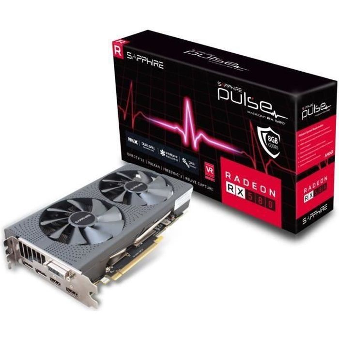 Sapphire Carte graphique Radeon RX 580 8 Go PULSE OC - GDDR5 (11265-05-20G)