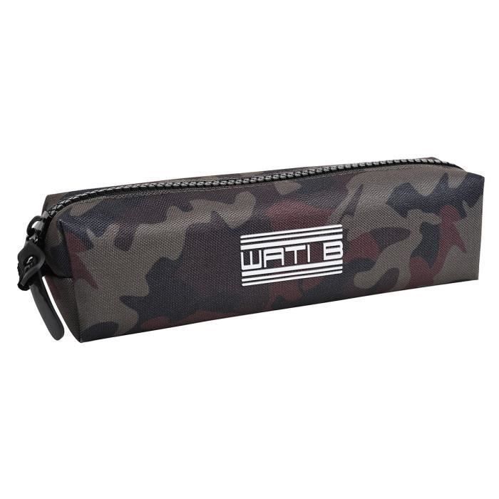 WATI B Trousse carré - 22 x 5,5 x 5,5 cm - Polyester - Vert kaki Camouflage (Lot de 3)