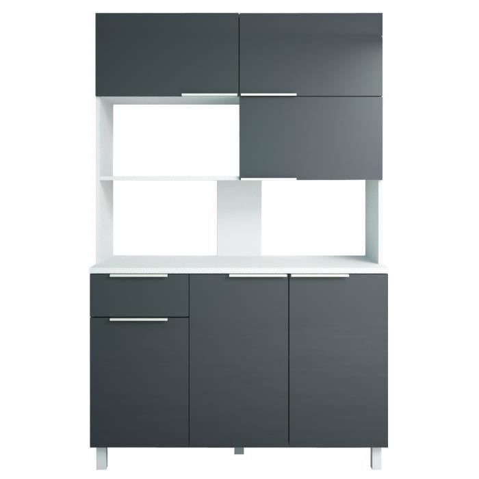 lova buffet de cuisine contemporain gris brillant - l 120 cm