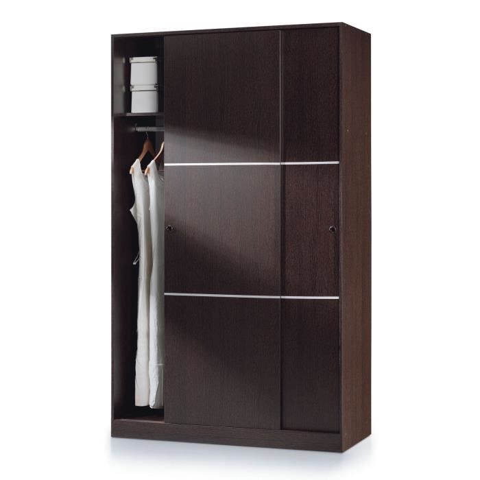 MAX Armoire 2 portes coulissantes 200x120cm wengé Cdiscount Maison