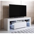 Meuble TV - Elio - Blanc - LED RGB - Moderne - 130x45cm-0