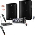 Karaoké Pack Sono 600W - Double Micros sans fil - Ampli Hifi Bluetooth USB - 2 Enceintes sono 300W - Cable PC - DJ anniversaire-0