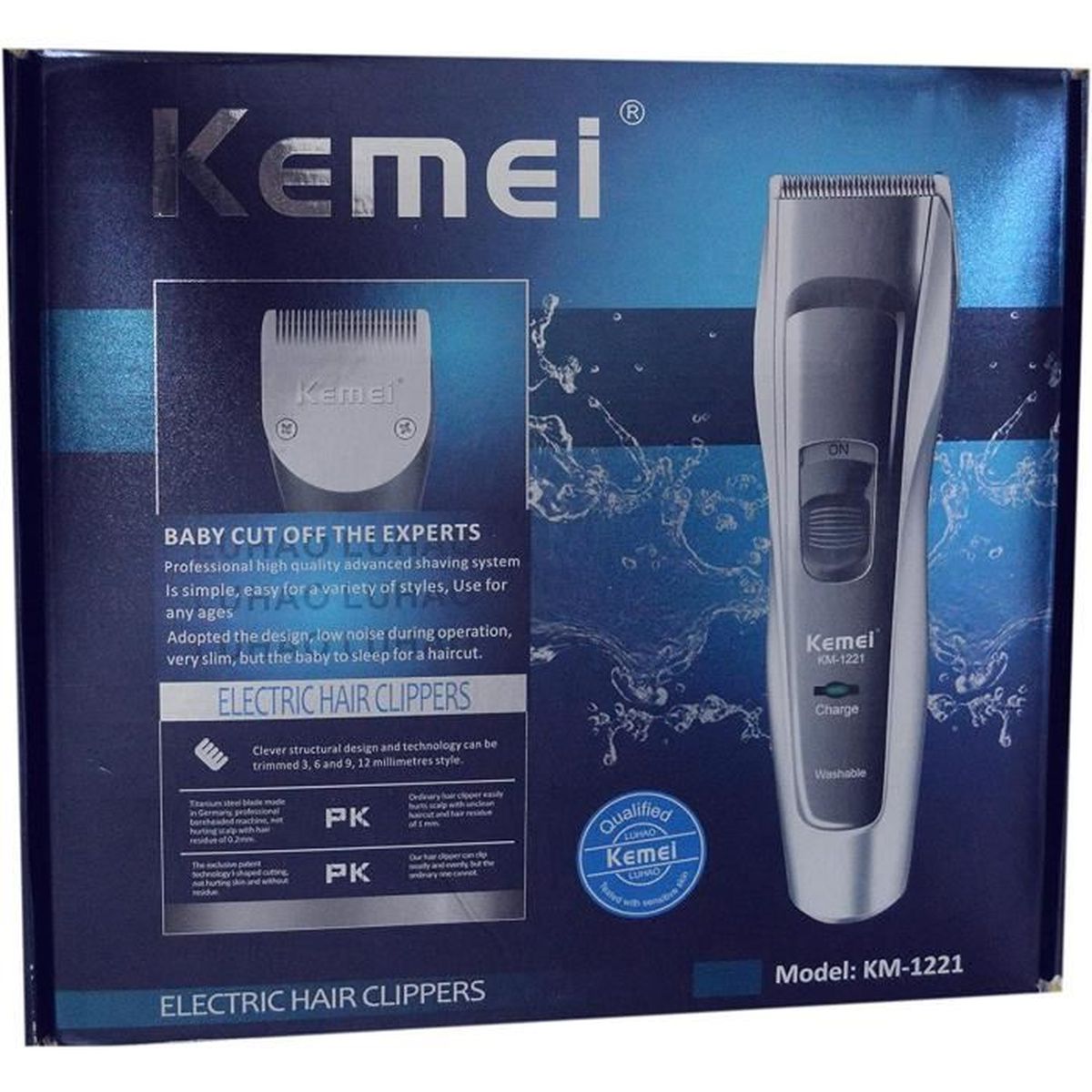 TONDEUSE KEMEI KM-1221 CHEVEUX HOMME SANS FIL LAME TITANE ARGENT -  Cdiscount Electromenager