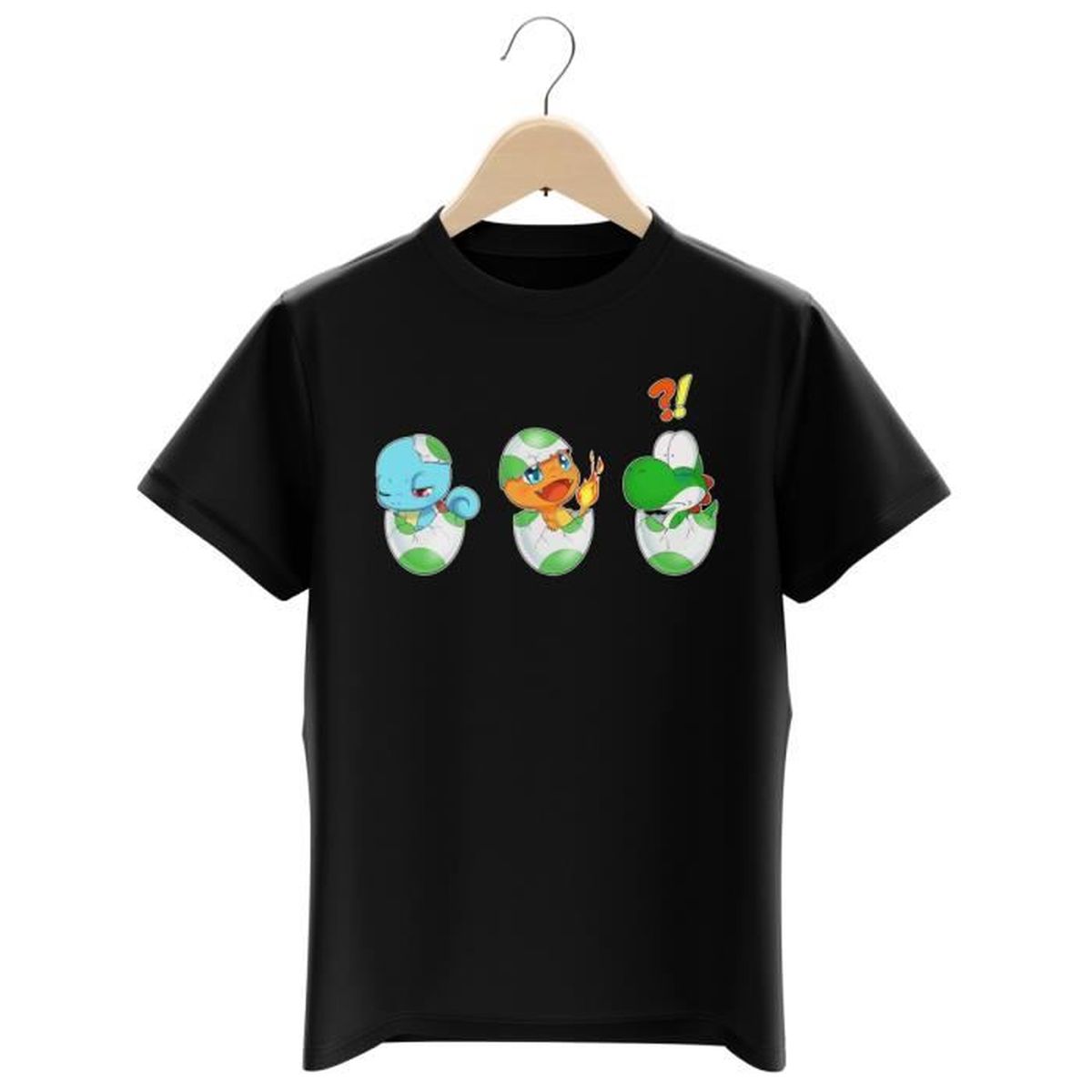 T Shirt Enfant Noir Yoshi Pokemon Parodique Bebe Yoshi Face A Salameche Et Carapuce Bizarre Ces Deux La Parodie Yoshi Poke Noir Cdiscount Pret A Porter