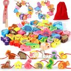 Jouet éducatif - ZGEER - Perles en bois - 42 pièces - Multicolore - Pour enfants à partir de 24 mois