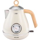 FUROKOY Blanc laiteux, grain de bois peint vintage, acier inoxydable, bouilloire électrique avec affichage de la température