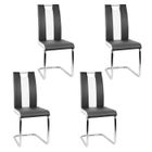Lot de 4 chaises contemporaines JEOBEST PIA en simili noir et blanc avec pieds en métal